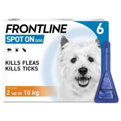 frontline spot-on small dogs 2-10kg | flea, tick, lice treatment - 6 pipettes image 1