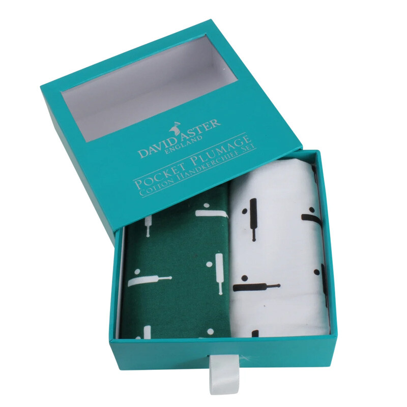 Green & White Cricket Print Cotton Handkerchiefs
