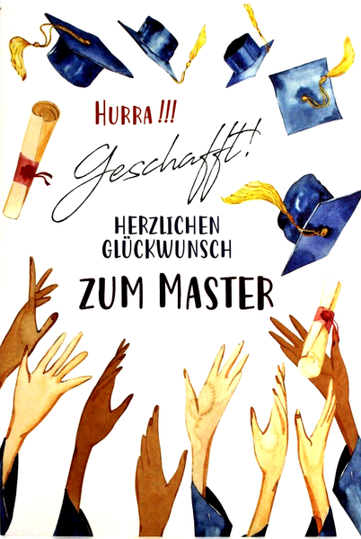 Hanra Master Karte GlüCkwunsch- Gruß- Klappkarte Akademischer Kappe Grad Studium-image