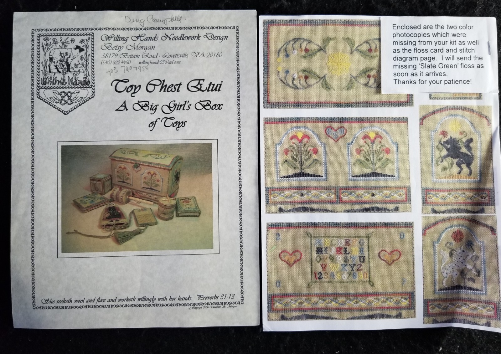 1x Cross Stitch KIT BETSY Toy Chest Etui A Big Girl's Box of