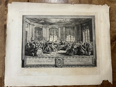 ENGRAVING ''LE CONCERT. A MADAME LA COMTESSE DE SAINT BRISSON'' 1774 Saint-Aubin