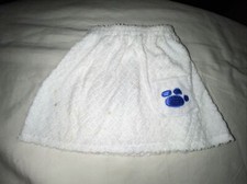 Build a Bear White Swim Coverup Terry Cloth Towel Blue Paw Print*