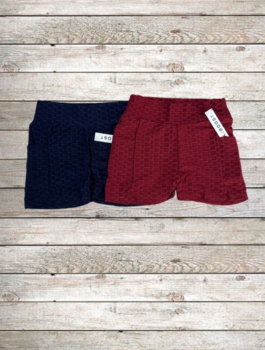 Women’s S/M Shorts Pockets 2 PAIR Yoga High Waist Anti-Cellulite Stretchy NWT