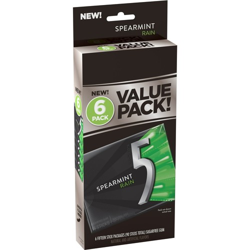 5 Kaugummis Spearmint Regen zuckerfrei Kaugummi - 15 Ct (6er Pack)