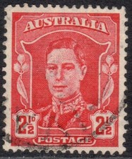 Australia Stamp Scott 194 King George VI Used 2-1/2p Perf 15x14