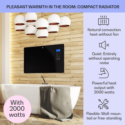 Electric Convection Heater Thermostat Timer 2000w 30m² Wall Mount 