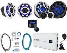  2 KICKER 51MSC65 MSC65 6.5" Marine Speakers Component Speakers Amp Receiver