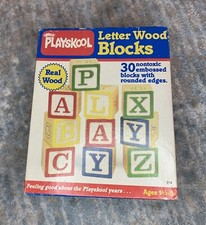 Vintage 1986 Playskool Letter Wood Blocks Building Blocks Letters Antique
