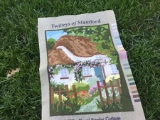 VINTAGE TAPESTRY  EMBROIDERED PICTURE HAND STITCH COUNTRY FLORAL COTTAGE GARDEN