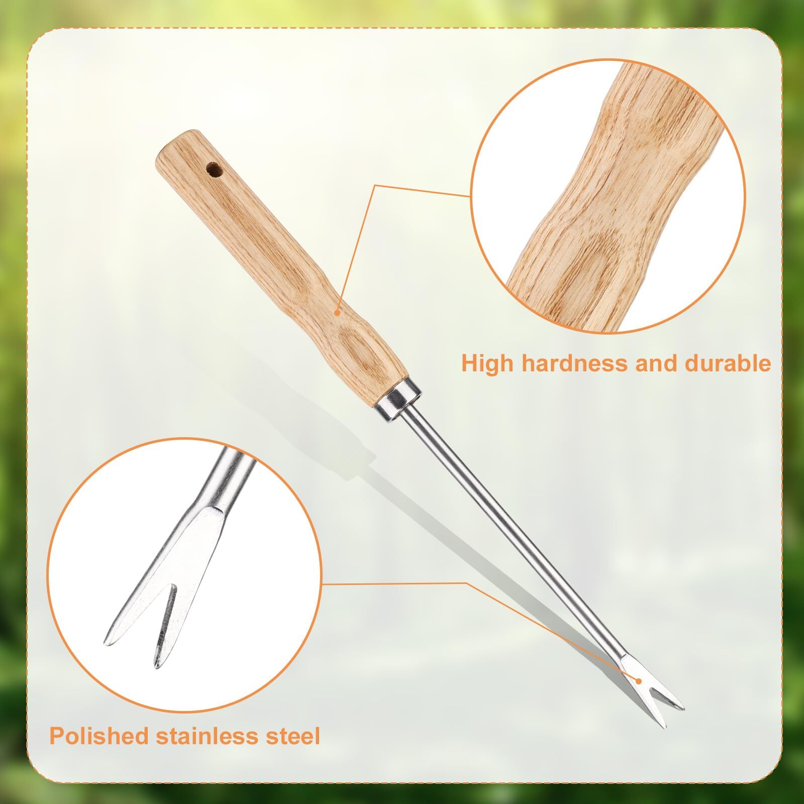 NQEUEPN 2pcs 12" Dandelion Tool 2-Pronged Manual Thistles Tool with Wooden Ha...