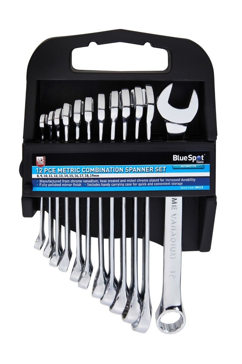 BlueSpot Combination Spanner Set 12 Piece 8-19mm Metric