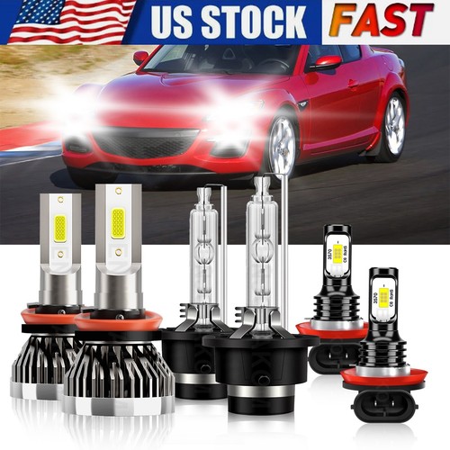 For Mazda RX-8 2004-2008 LED Headlight High Low Beam+Fog Light Bulb H11 D2S H11 - Picture 2 of 12