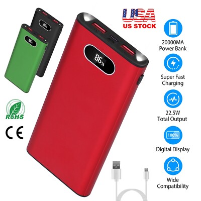 20000Mah Power Bank 22.5W Fast Charging Charger External Battery Pack Portable