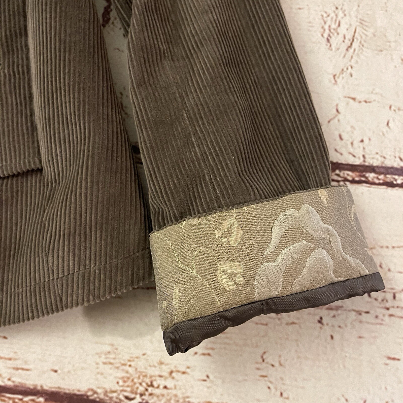 Armani Collezioni Light Brown Corduroy Moto Zip Jacket Size 8 Pockets