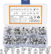 Metric Grease Fittings Kit, 60 Pcs Hydraulic Grease Zerk Assortment Kit