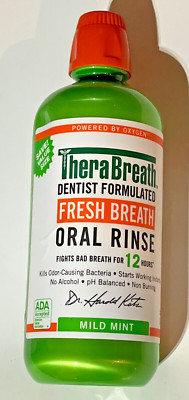 TheraBreath Fresh Breath JUMBO BOTTLE Dentist Oral Rinse Mild Mint 32 Oz