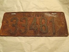  ANTIQUE!!  NJ Licence Car Plate 1918 ! ( plb 12)