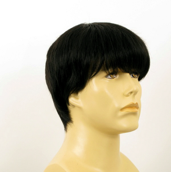 Perruque homme 100% cheveux naturel noir ALAN 1b contre la calvitie précoce