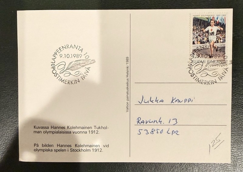 Finland Postcard 1989 Olympic Sports Athletes Running See Scans