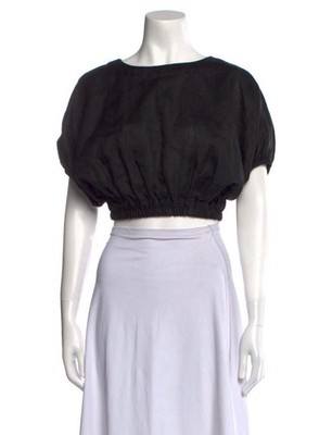 Matteau Linen  Black Cropped Blouse Women's Size XS