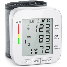 Wrist Blood Pressure Monitor Automatic BP Cuff LCD Heart Rate Machine