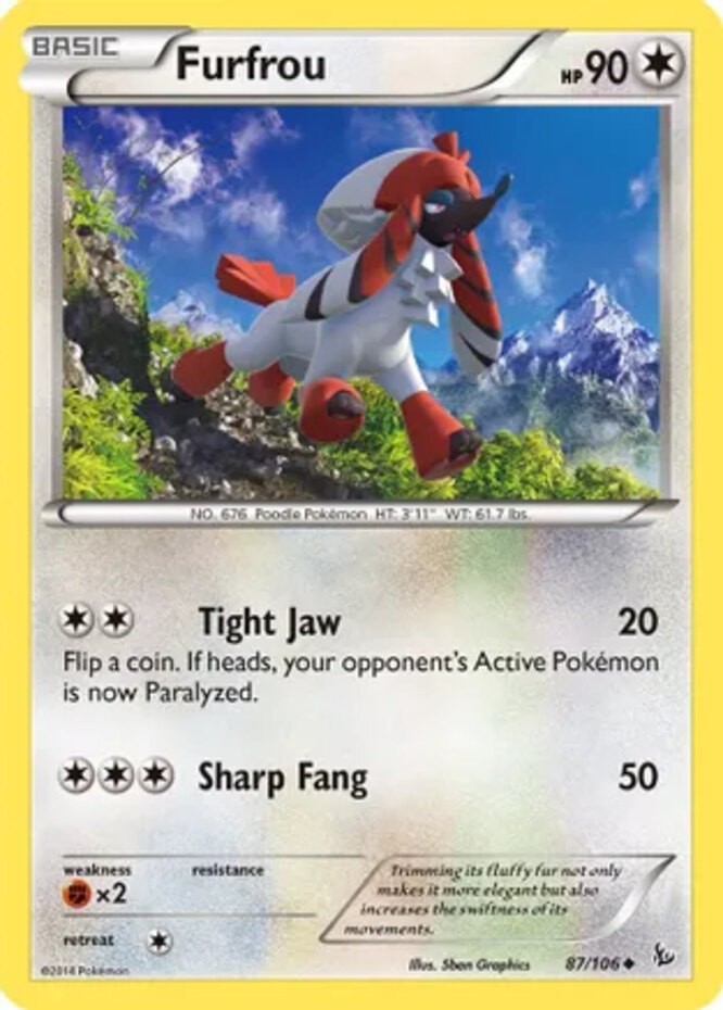 Furfrou - 87/106 - Uncommon (Damaged) XY FlashFire - Colorless Pokémon