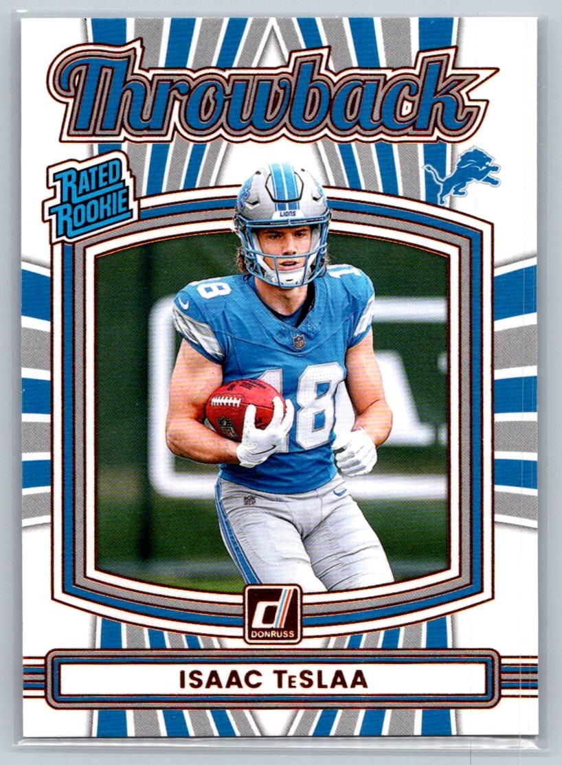 💎2025 Donruss Football Rated Rookies Throwback #22 Isaac TeSlaa - Lions💎