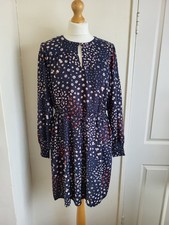 Hush Dress Ladies Size 12 Navy Blue Floral Print Knee Length Long Sleeve