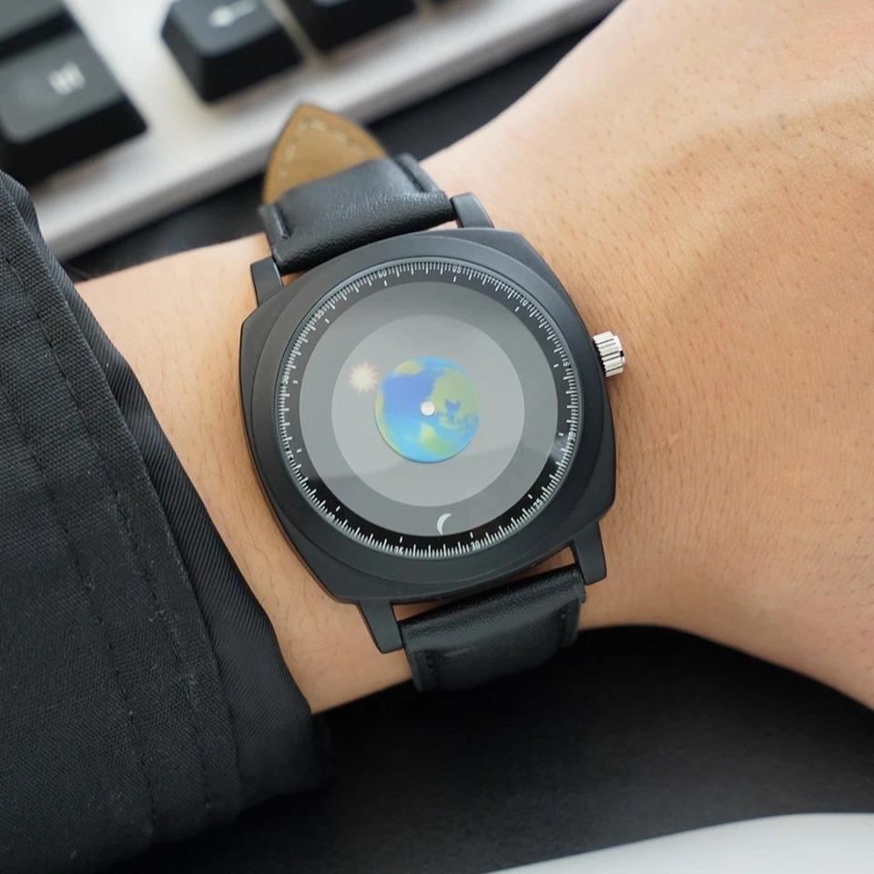 Nuevo Reloj Pulsera Hombre Único Relojes De Hombre Tierra Luna Sol Cuarzo Regalos Foto 2 de 4