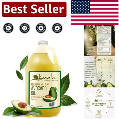 All Natural Cold Pressed Avocado Oil - 128 Fl Oz | High Smoke Point & Skincare