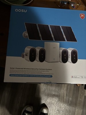 Unopened aosu SolarCam 4-Cam 2K Solar Wireless Wi Fi Outdoor System w/ aosuBase