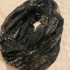 Harry Potter themed infinity scarf marauder's map black and gold