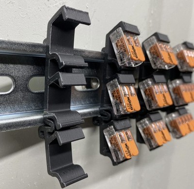 (50-Pack) DIN Rail Mounts For Wago 221 Connectors - 3D Printed