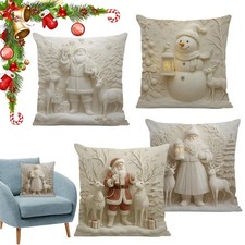 4Pcs Christmas Pillow Covers 17X17 Inch Pillow Covers Xmas Decorations Buffa