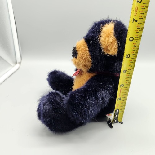 Vintage DAKIN Teddy Bear Plush Gingham Bow Black Tan Stuffed Animal 10” Small - Picture 4 of 10