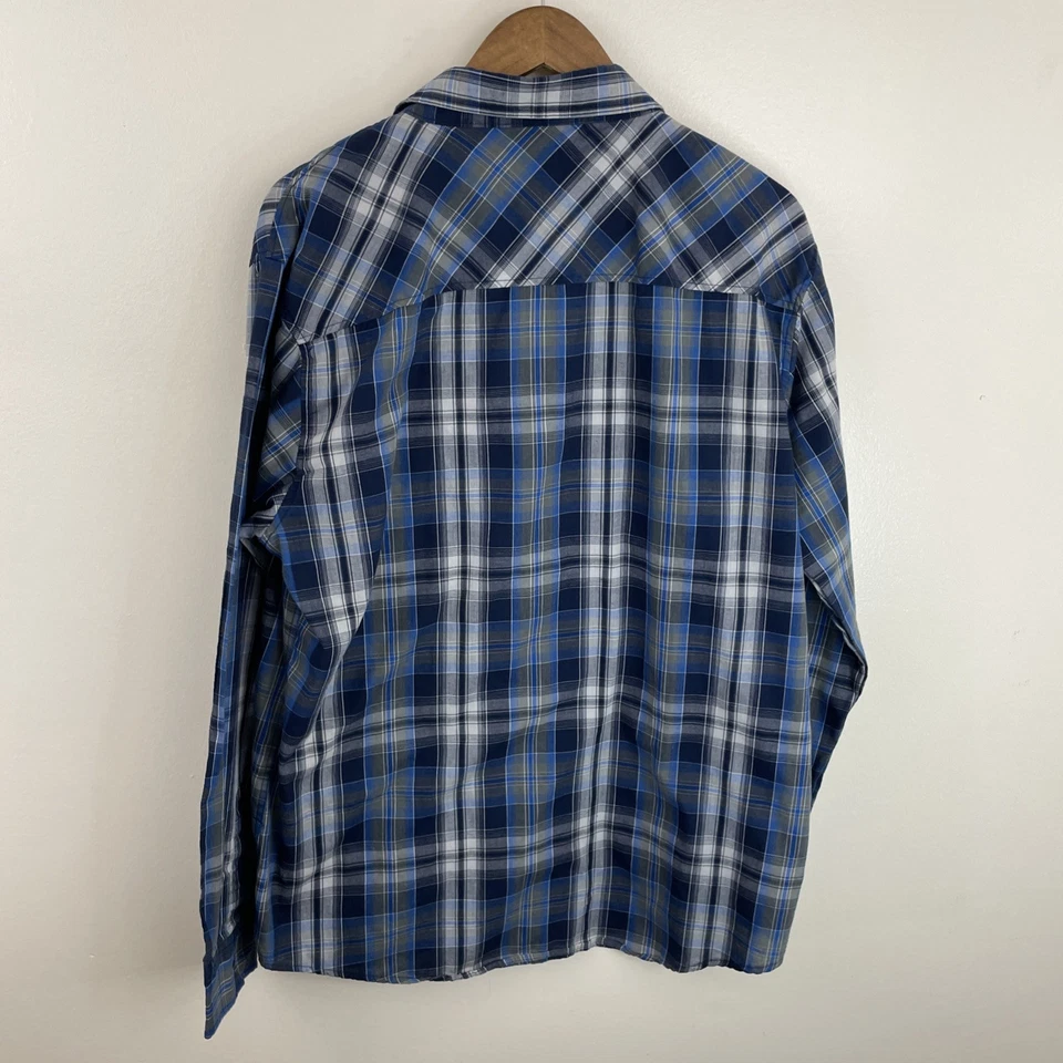 Zoo York Shirt Mens XL (Large) Blue Plaid Long Sleeve Button 2 Pocket - Image 2 of 4