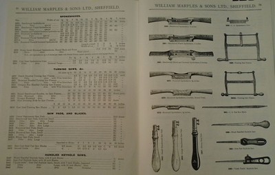 1909 Sheffield Tool Catalog William Marples: Carpenrty, Planes, Knives  Chisels