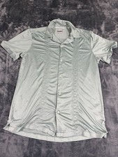 Bruno Cartagena Mens Light Green Embroidered Guayabera Short Sleeve Shirt Size S