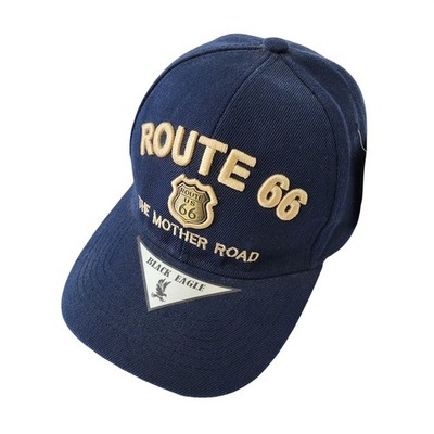 Black Eagle Route 66 The Mother Road Navy Blue Embroidered Baseball Cap NWT