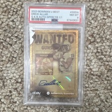 Marketplace image: Bowman Drew Allar Rookie Auto Gunslingers & Bandits GS-DA SuperFractor 1/1 psa 8