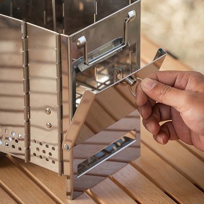 Space-Saving Collapsible Charcoal Grill with Kebab Rack Suitable f Backyard BBQs
