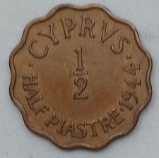 George VI Cyprus Half Piastre 1944