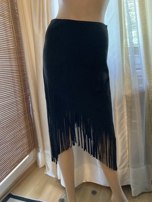 Tolle Damen  Fransenrock von AQUA  Gr.M schwarz Polyester w/neu