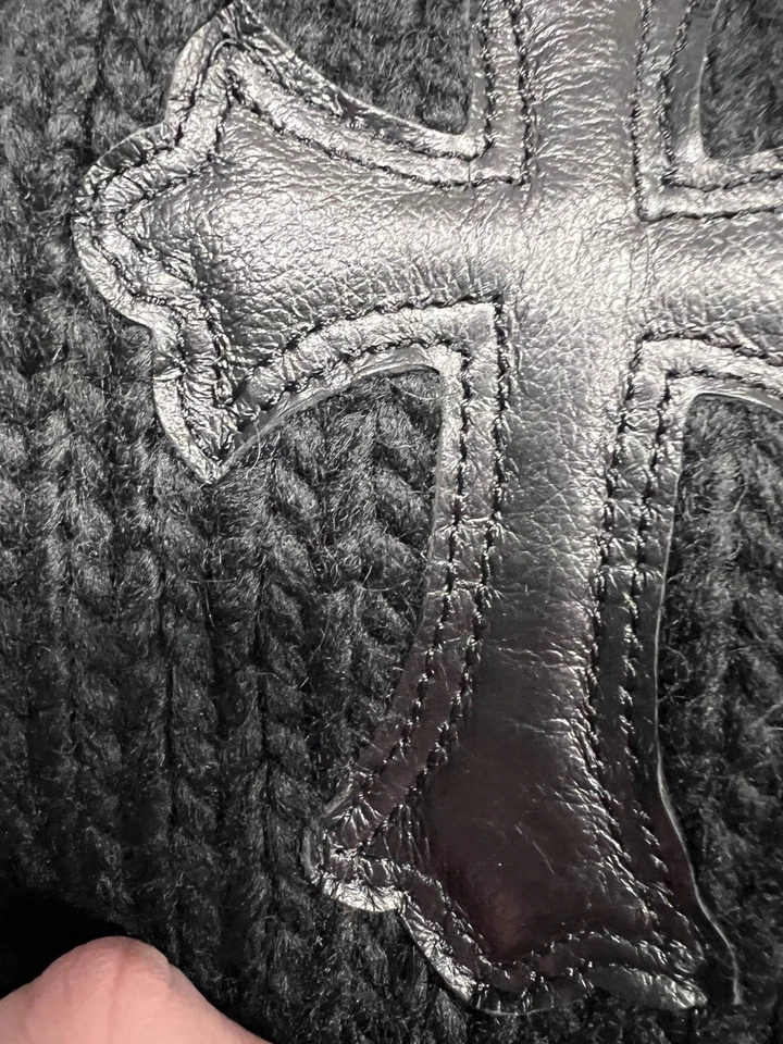 Gorro de malha Chrome Hearts com remendo cruzado de couro - Imagem 3 de 4