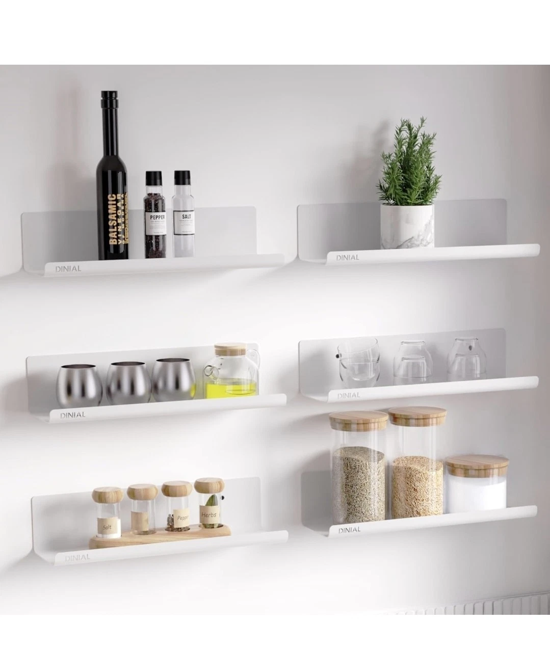 Floating Shelves for Wall, 6 Pack Metal Shelf 32x10cm Room Decor Kitchen Storage
