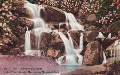 Postcard Ramsey Cascades Great Smoky Mountains National Park c 1940 Tennessee