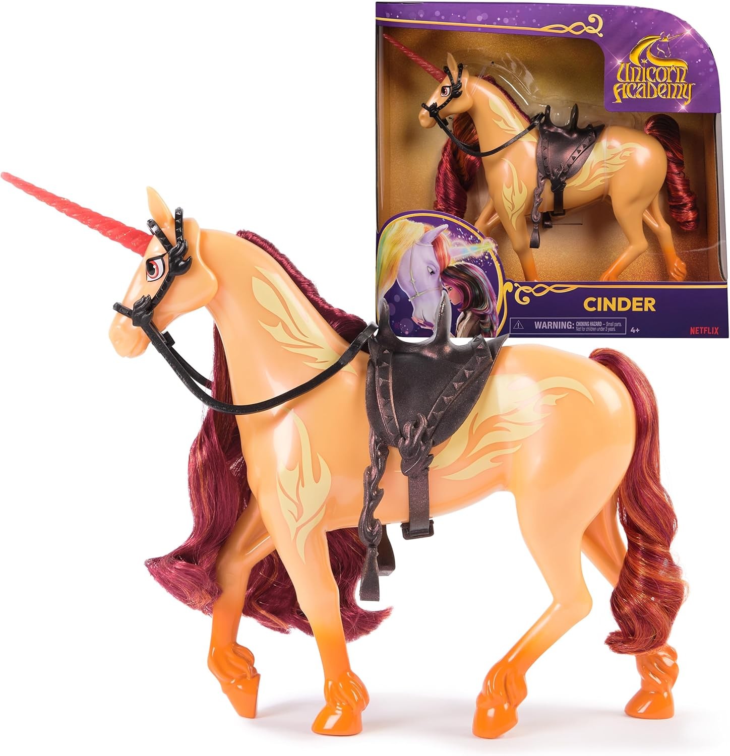 Unicorn Academy, Cinder with 2 Riding Accessories, 11&rdquo;, Compatible with Valen...