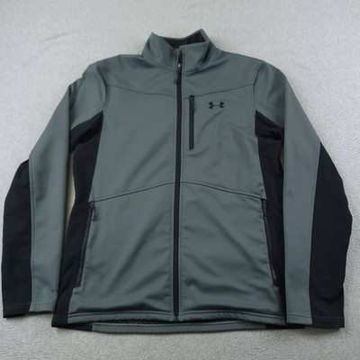 Under Armour Jacket Mens M Gray Black ColdGear Infrared UA Storm Softshell Zip