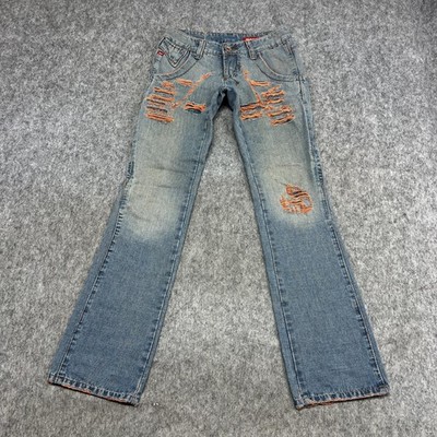 Miss Sixty Jeans Womens 26 Low Rise Slim Straight Distressed Made in Italy M60