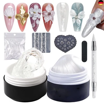 GZMAYUEN Clear und Pearl Weiß Festes Aufbaugel für Nägel 3D Nail Art Gel, 15g Na